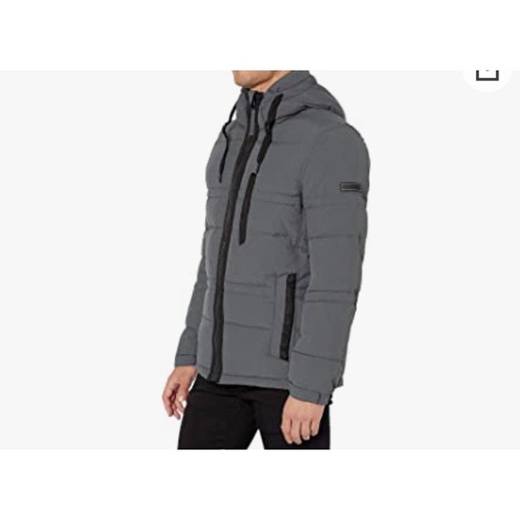 Andrew Marc Men's Mid Length Hooded Down Jacket - Picture 4 of 12